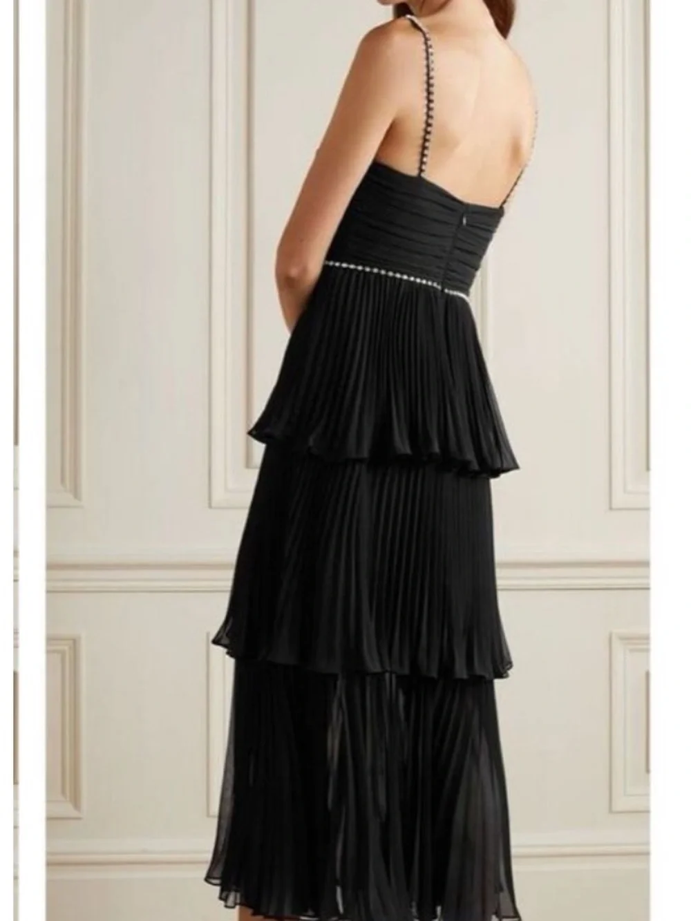 Self -portrait Bustier Tiered Chiffon midi dress